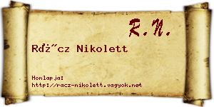Rácz Nikolett névjegykártya
